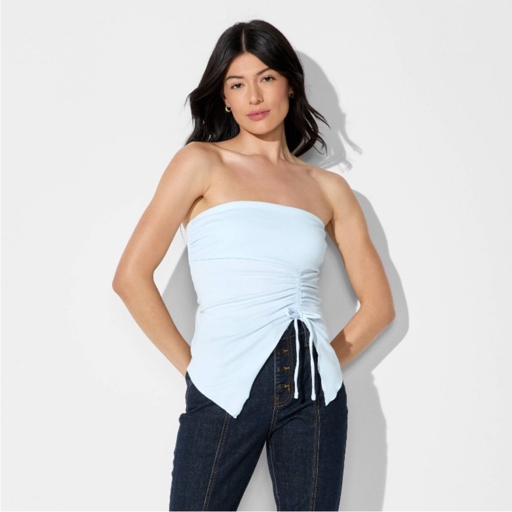 asymmetrical slim fit tube top